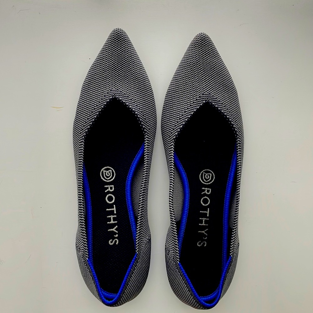 Rothy’s The Point Cloud Grey Birdseye Flat size 8.5 Like New